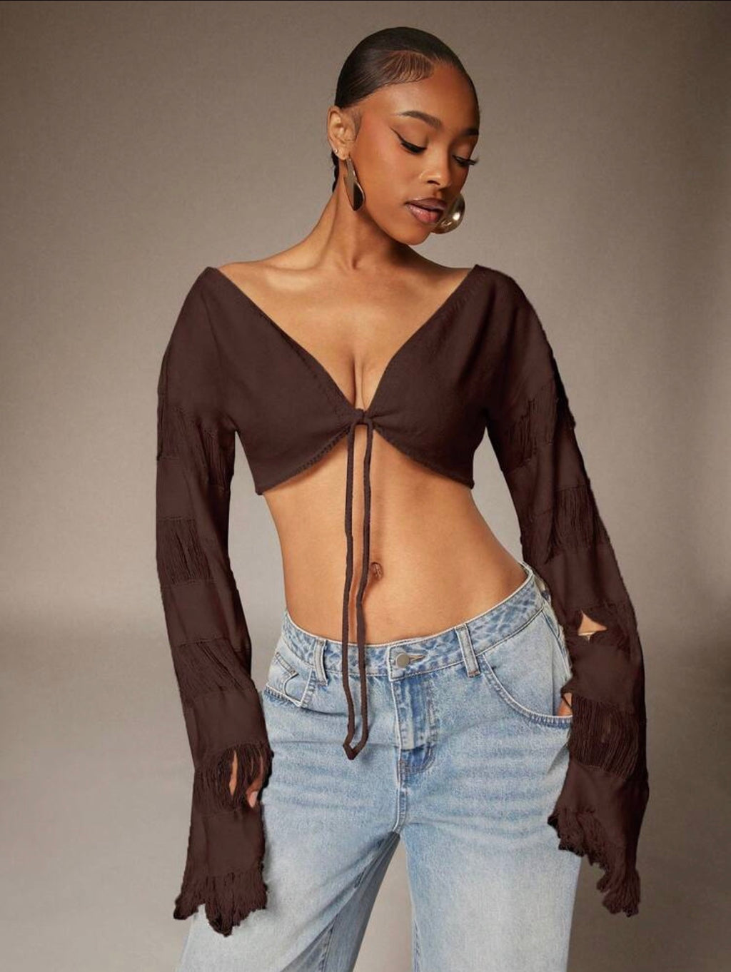 Fringe Bell Sleeve Top