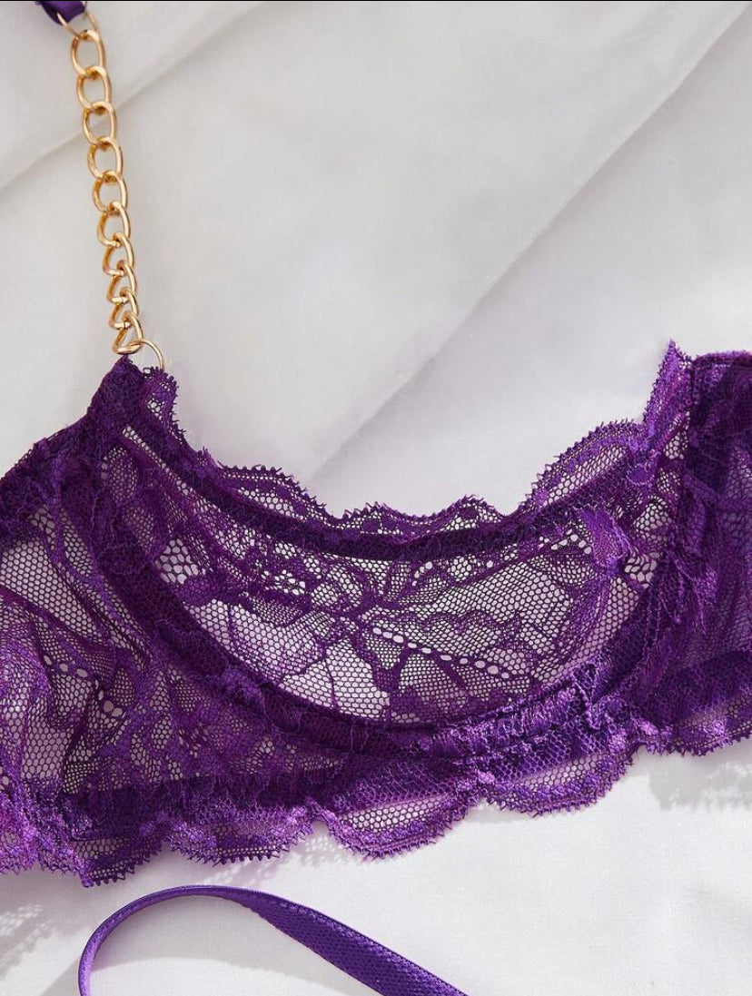 Half Bra Cup Lingerie Set