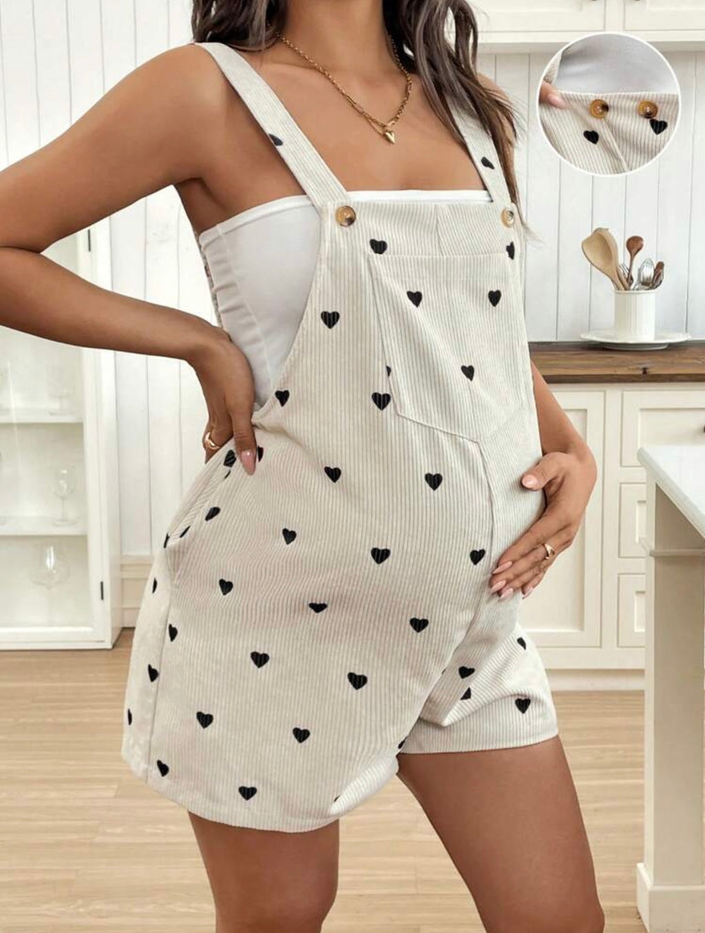 Heart Print Maternity Jumpsuit