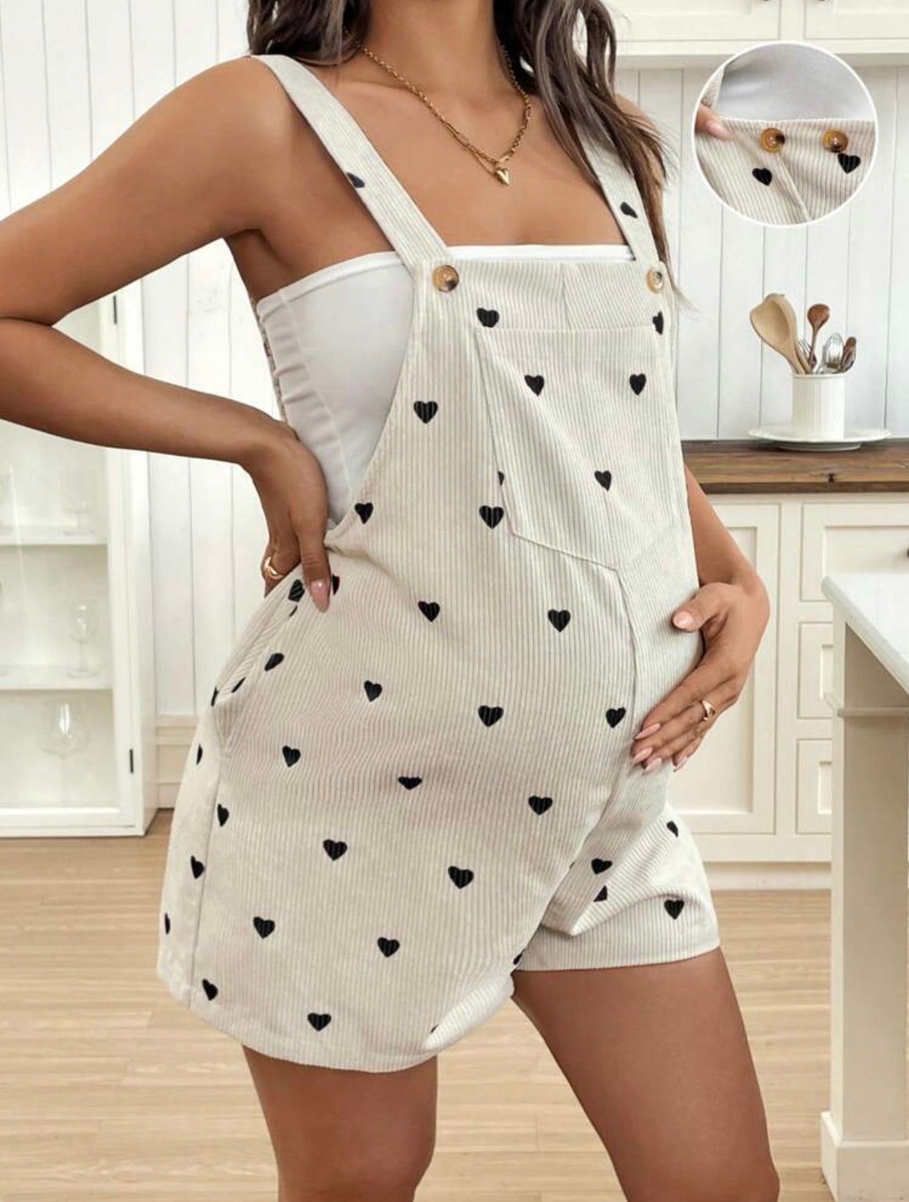 Heart Print Maternity Jumpsuit