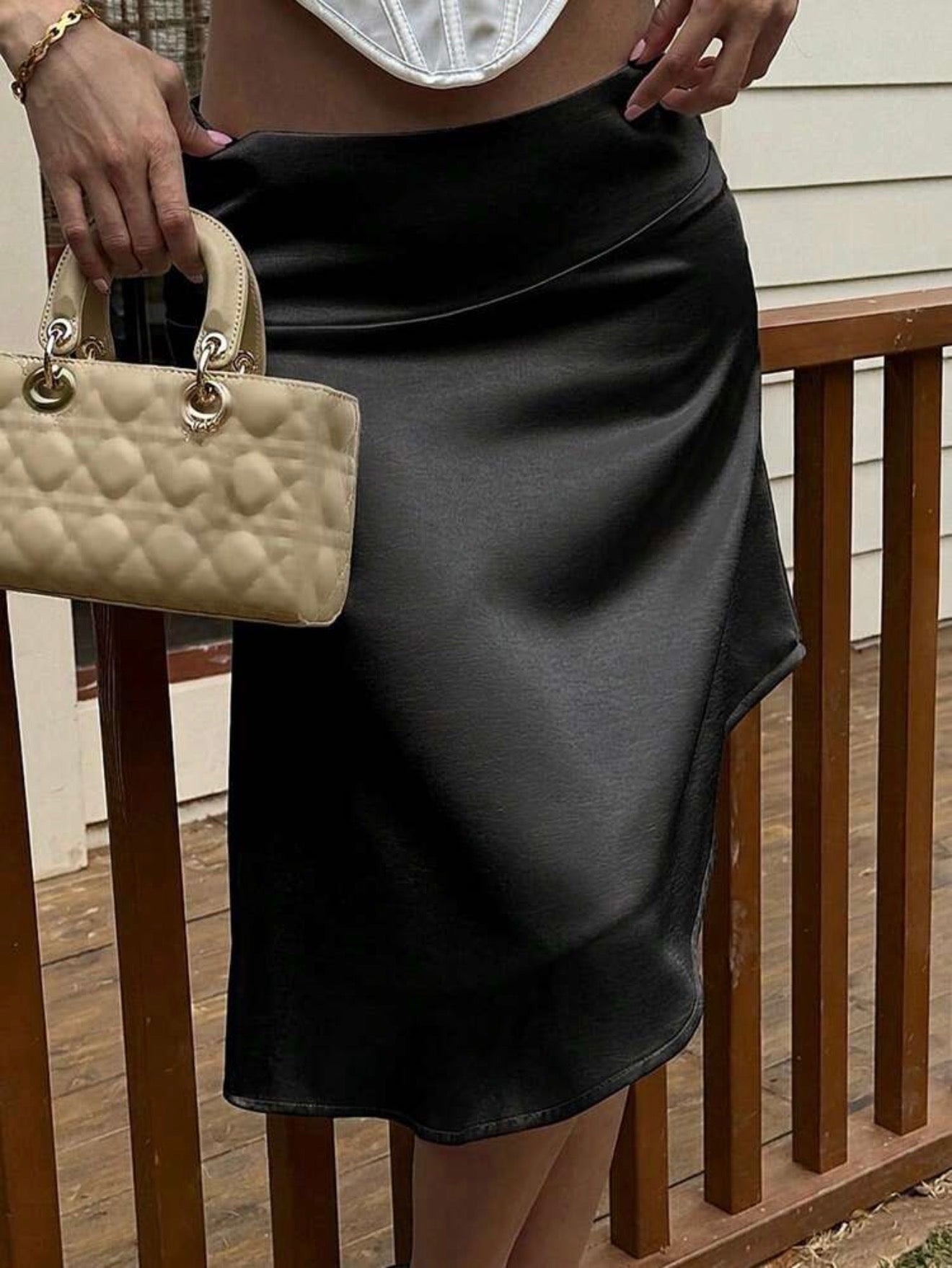 High Waist Satin Skirt