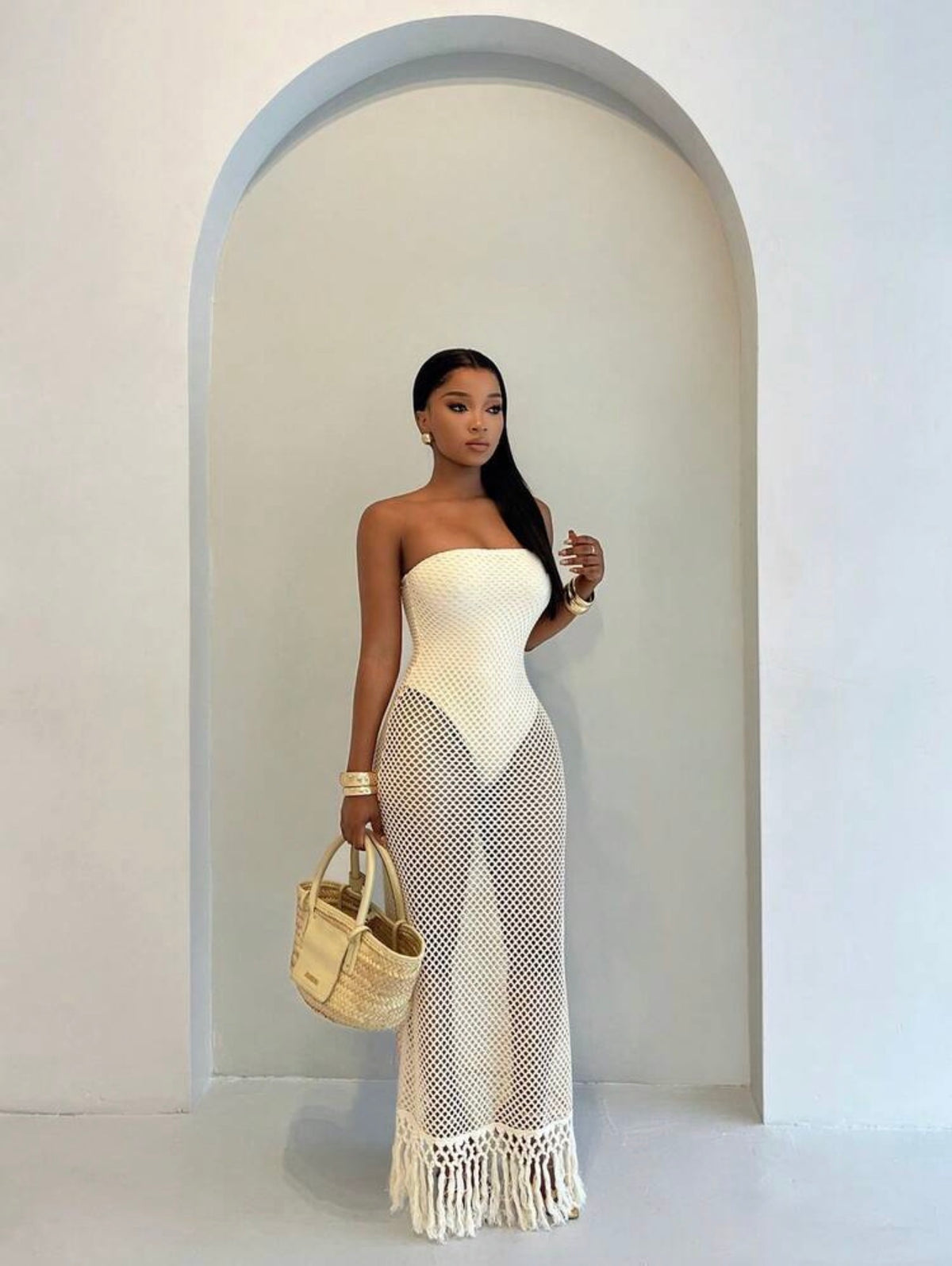 Mesh Strapless Dress