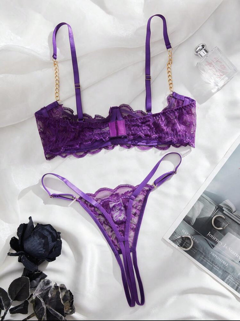 Half Bra Cup Lingerie Set
