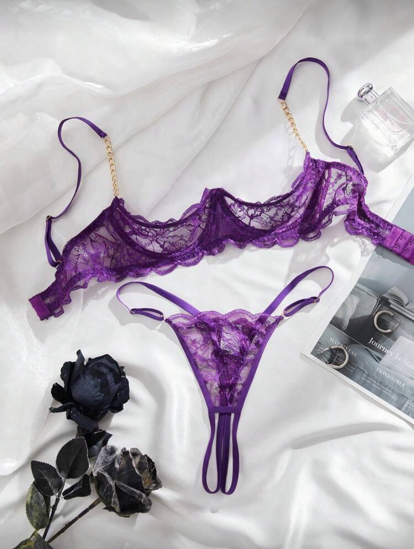 Half Bra Cup Lingerie Set