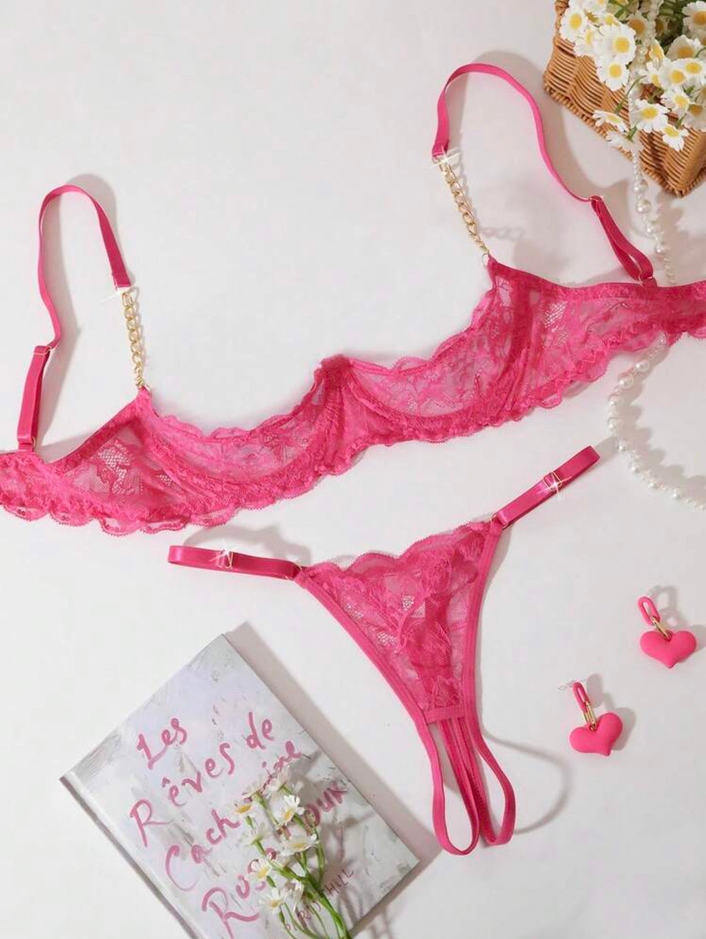 Half Bra Cup Lingerie Set