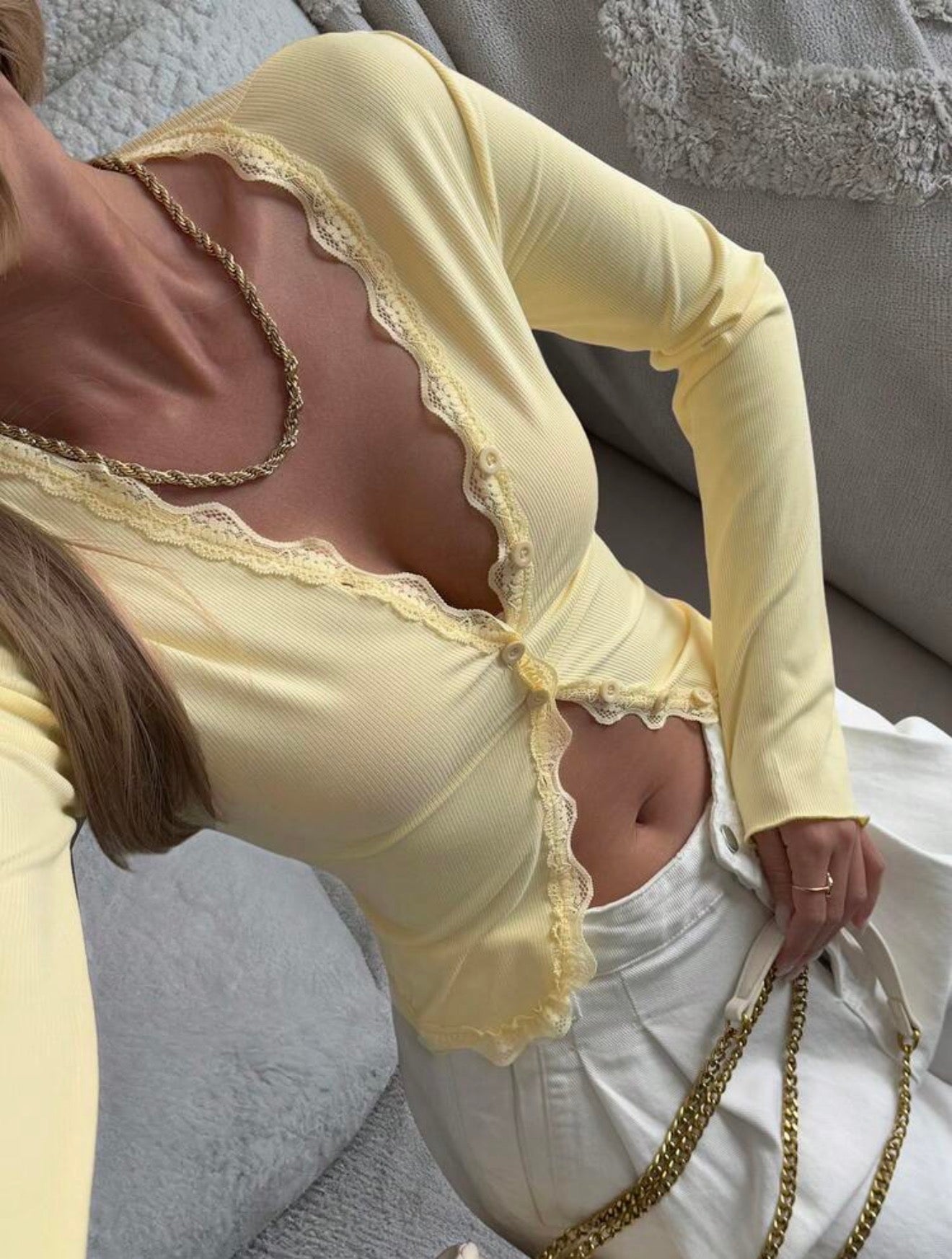 Yellow Cardigan Top