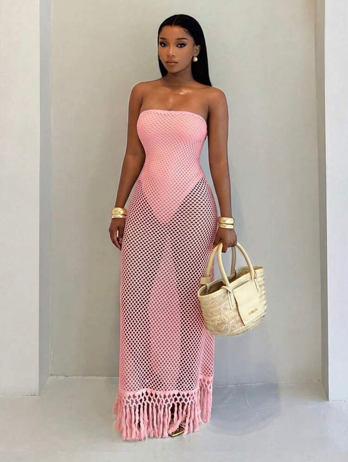 Mesh Strapless Dress