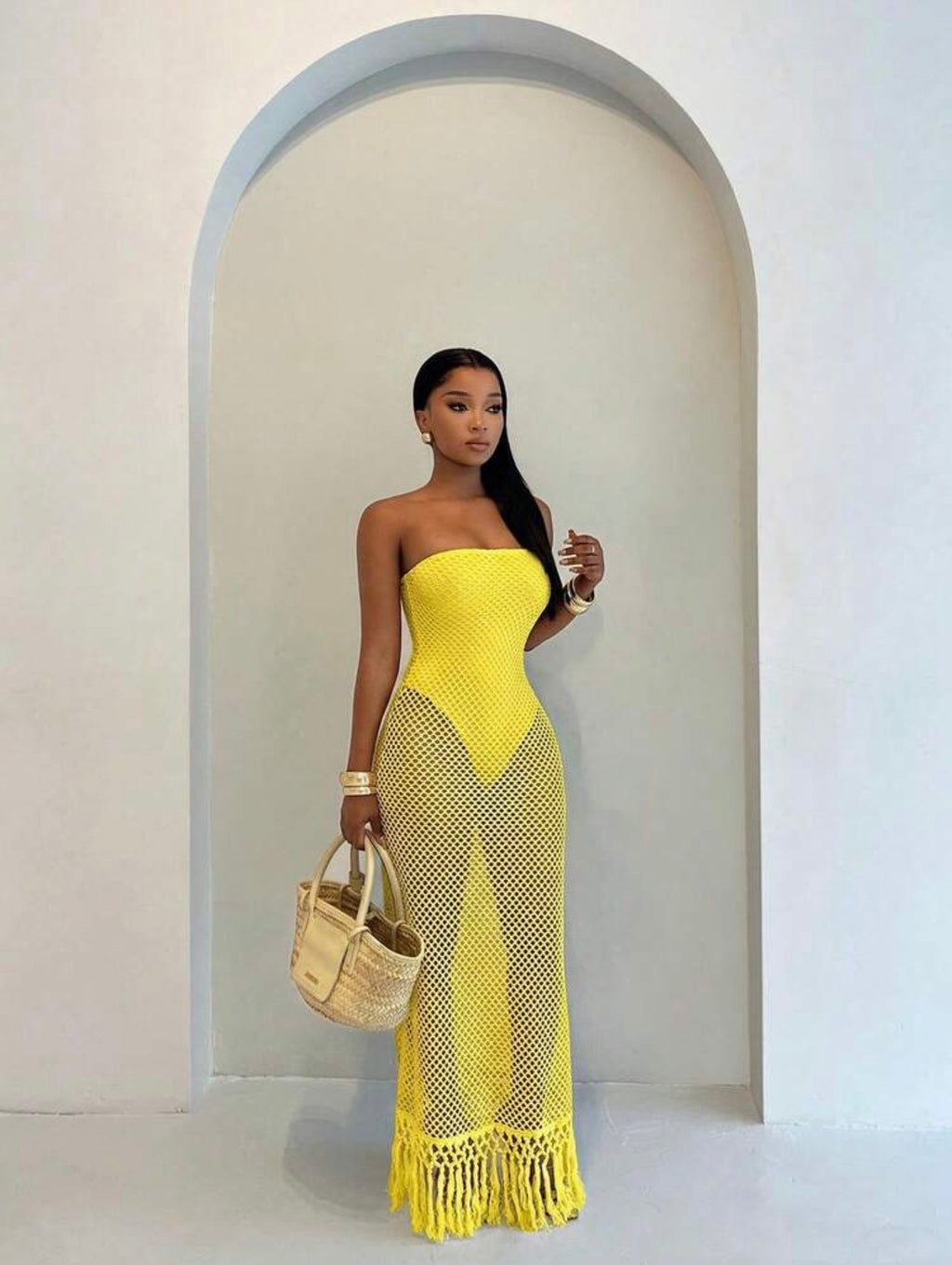Mesh Strapless Dress