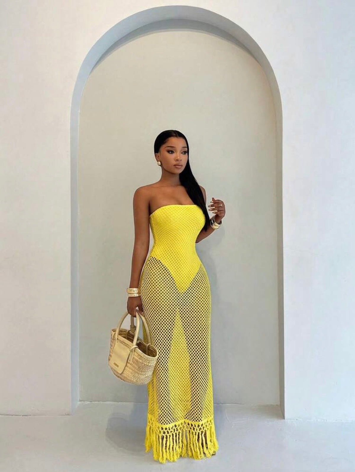 Mesh Strapless Dress