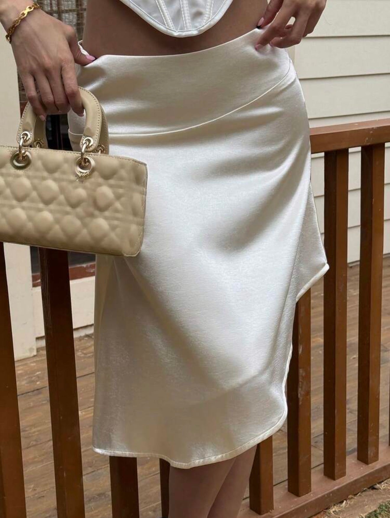 High Waist Satin Skirt