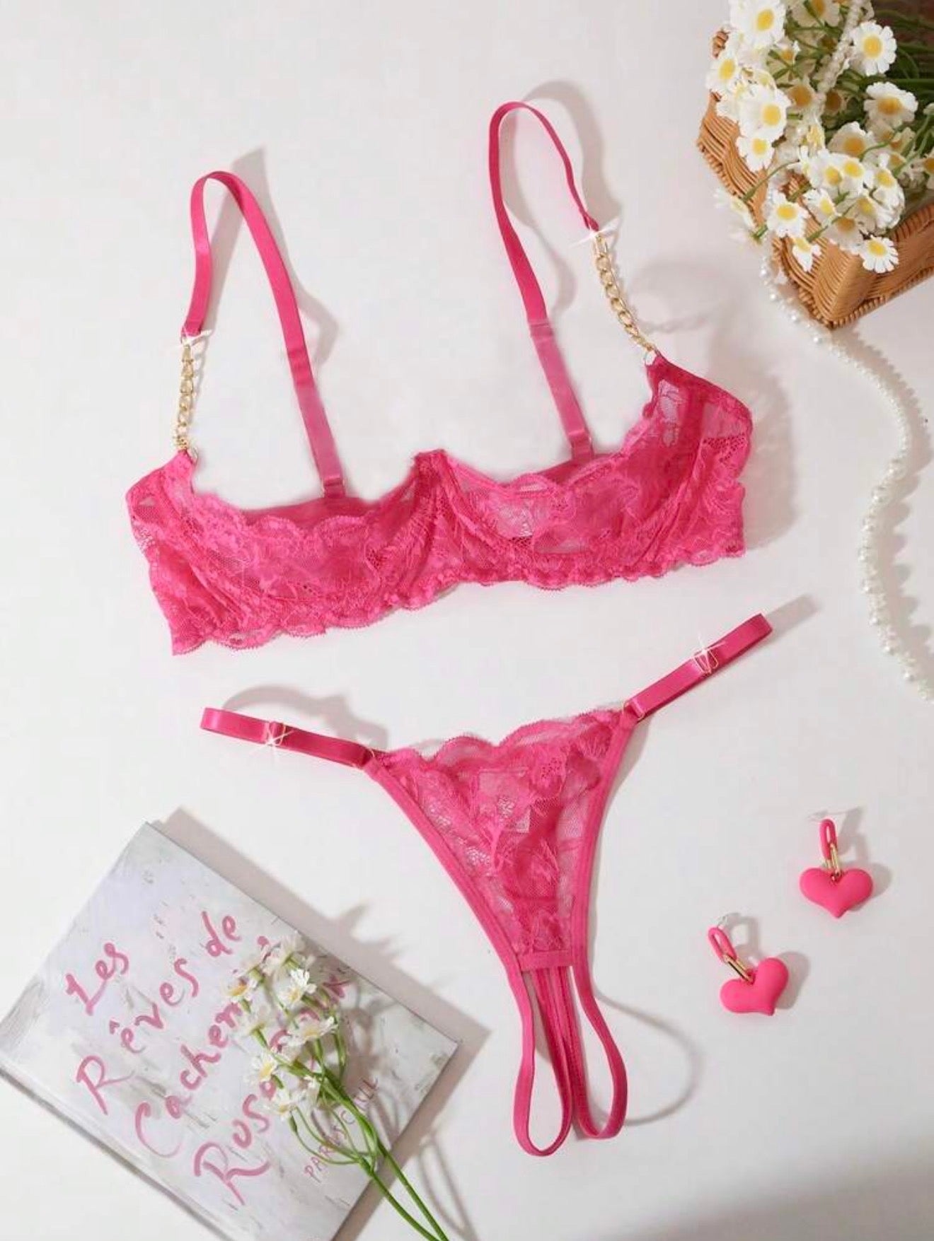 Half Bra Cup Lingerie Set
