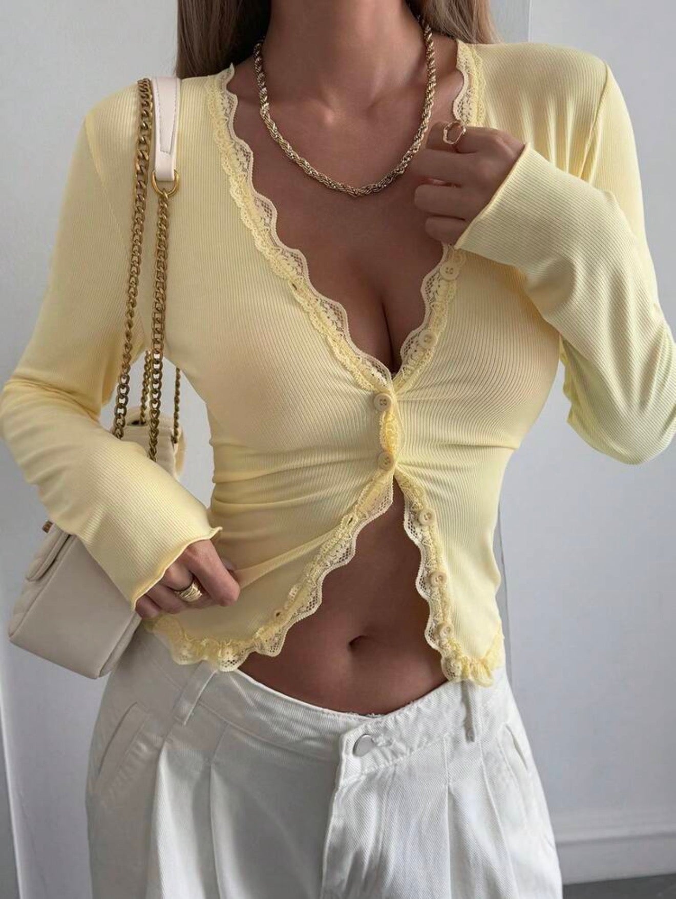 Yellow Cardigan Top