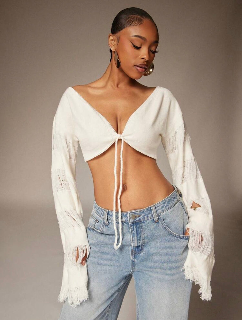 Fringe Bell Sleeve Top