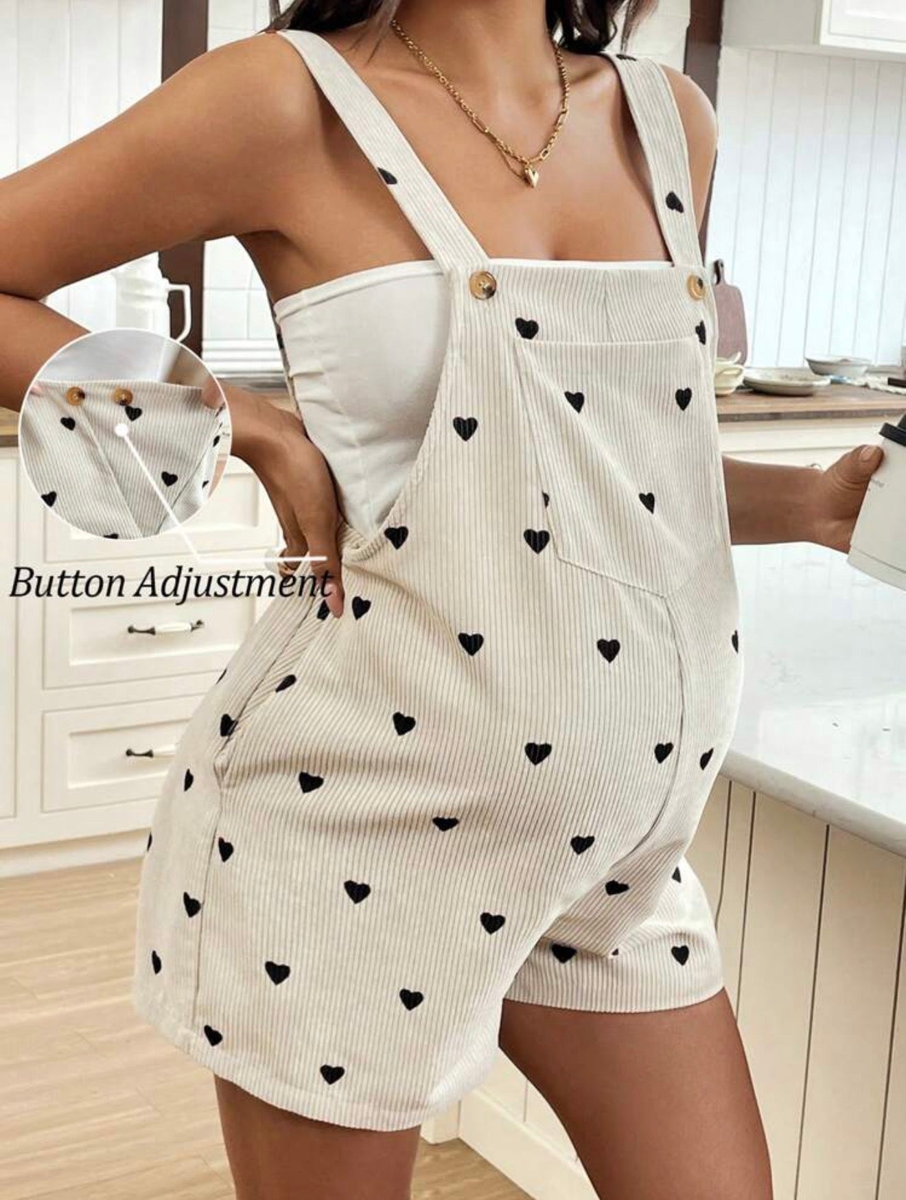 Heart Print Maternity Jumpsuit