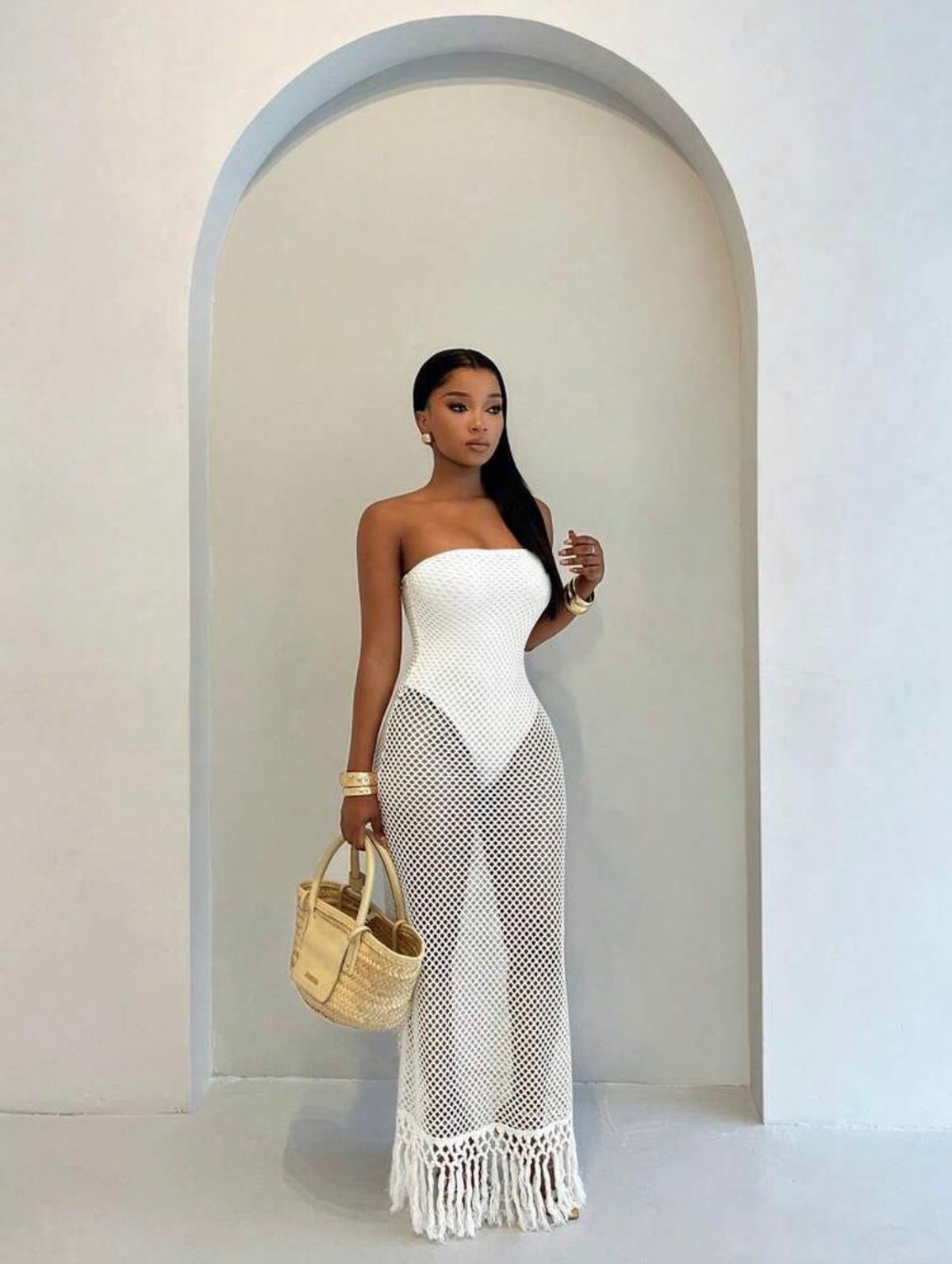 Mesh Strapless Dress
