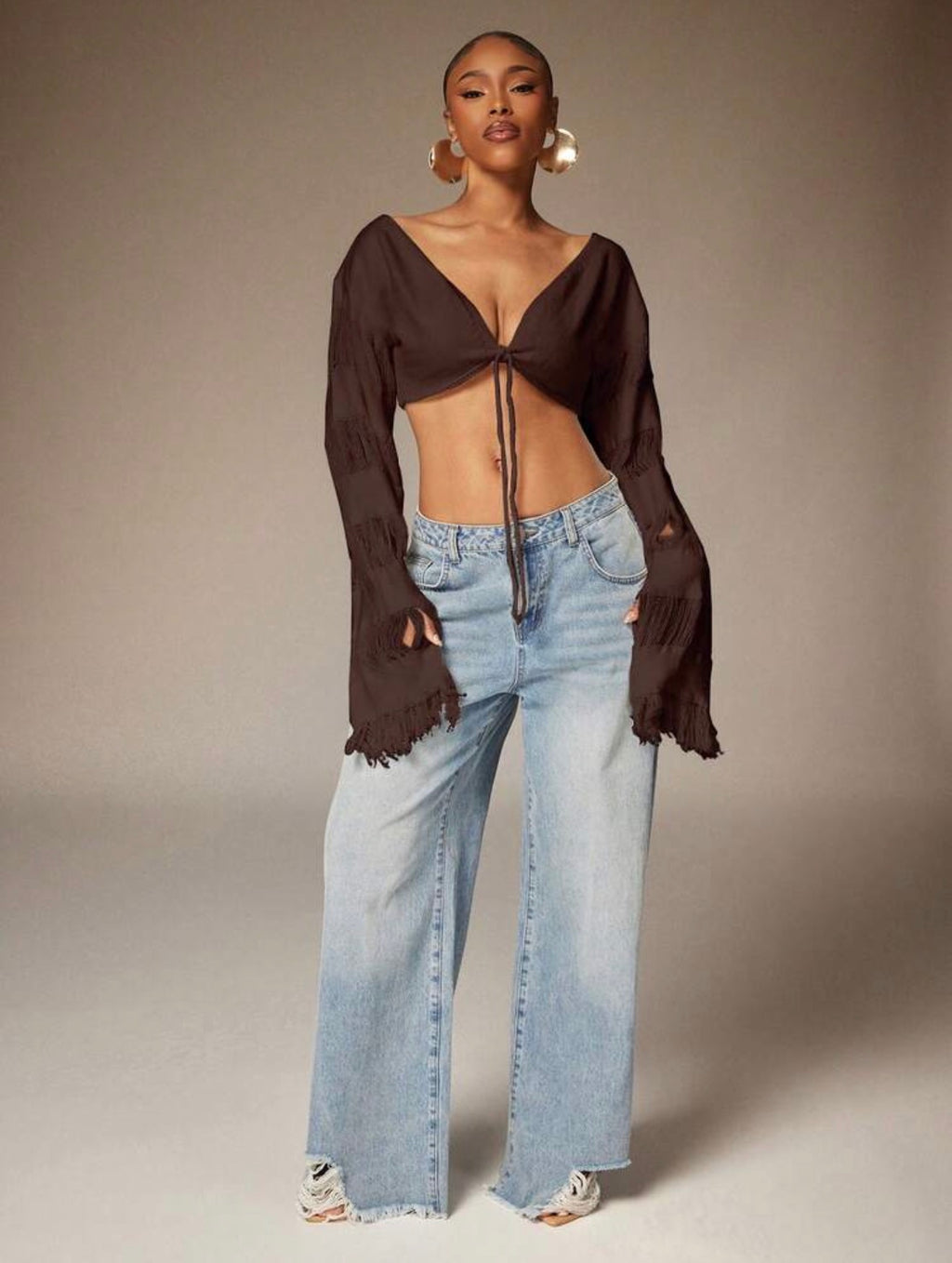 Fringe Bell Sleeve Top