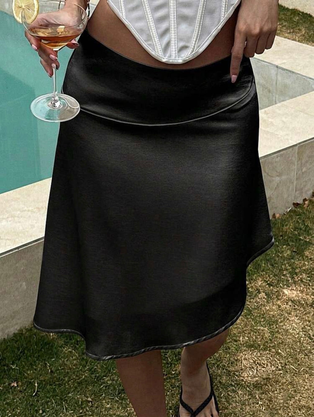 High Waist Satin Skirt