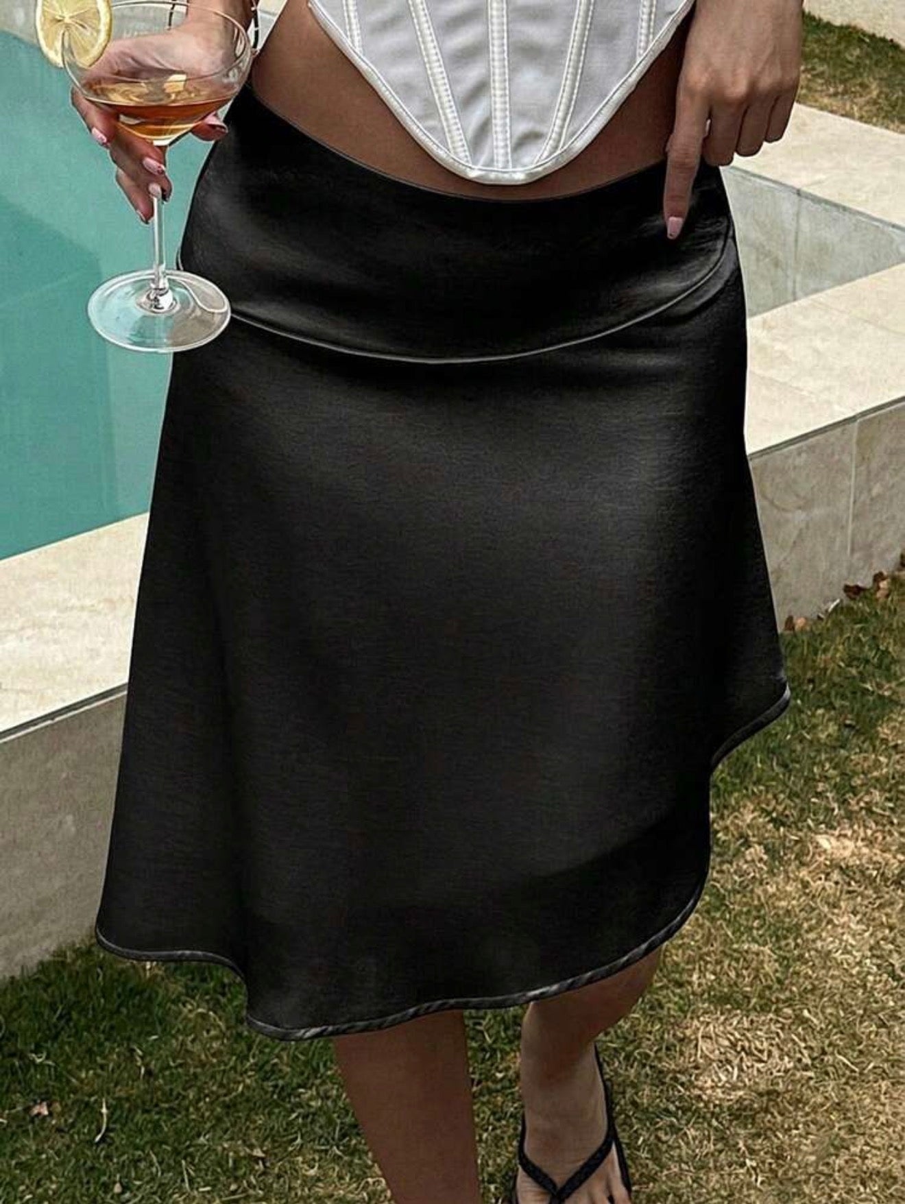 High Waist Satin Skirt