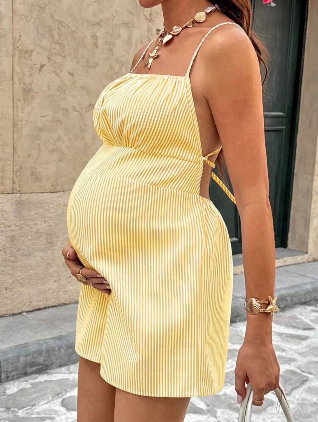 Maternity Striped Jumpsuit