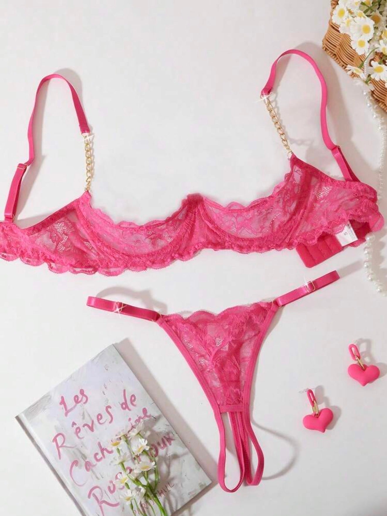 Half Bra Cup Lingerie Set
